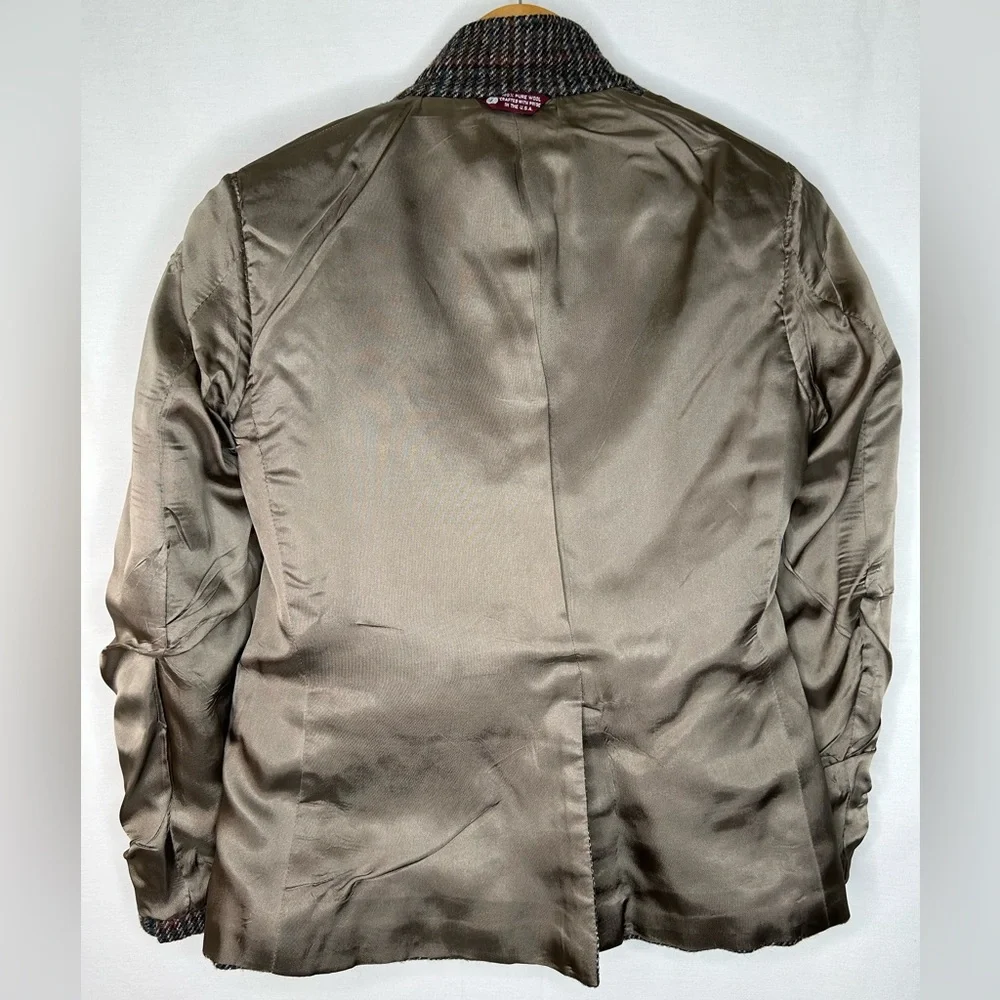 Vintage Jos A Bank Wool Twill Weave Tweed Blazer Size 8 See Measurements Below - Picture 9 of 10